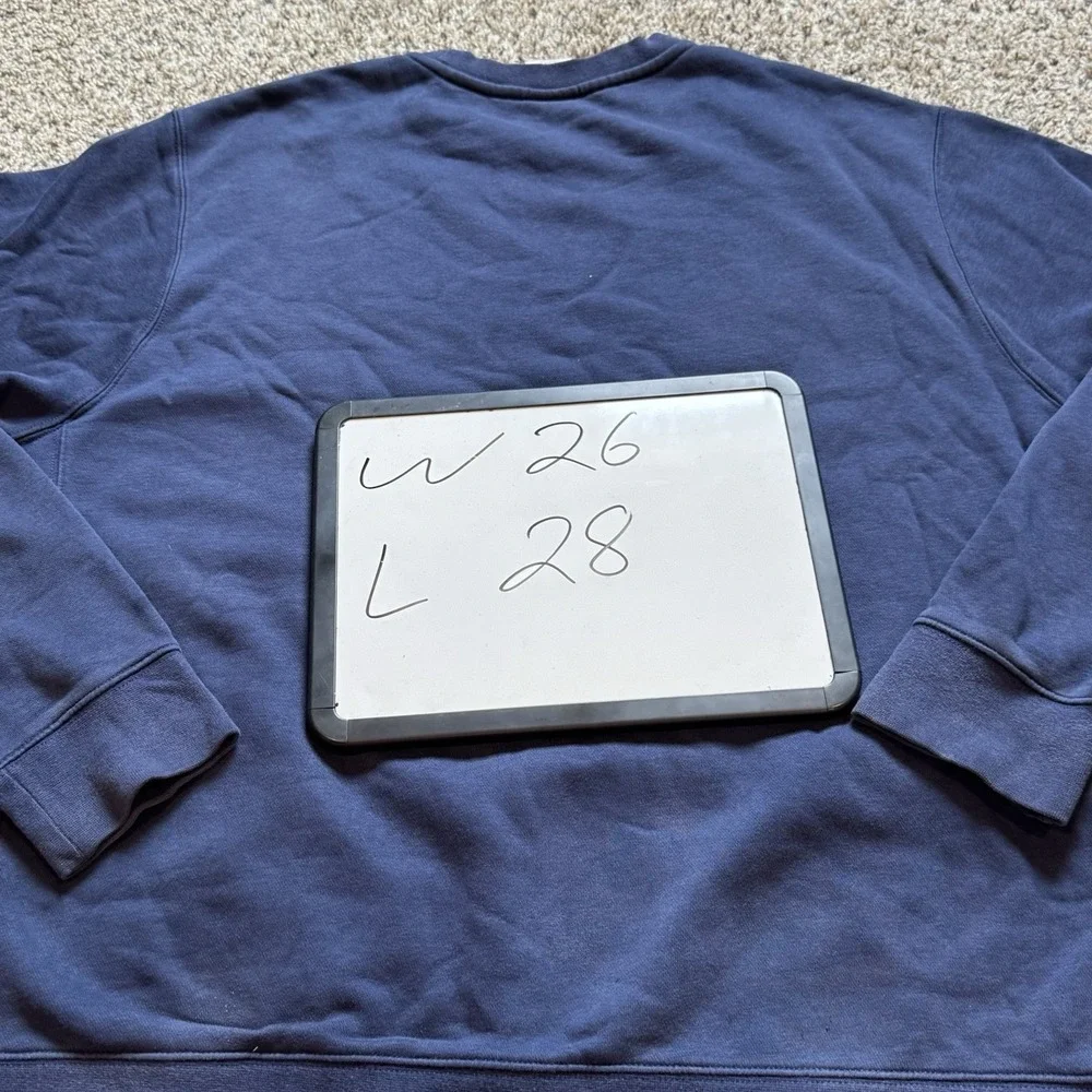 Nike Swoosh Crewneck Spell Out Embroidered Sweatshirt Blue Men's Size XL Soft